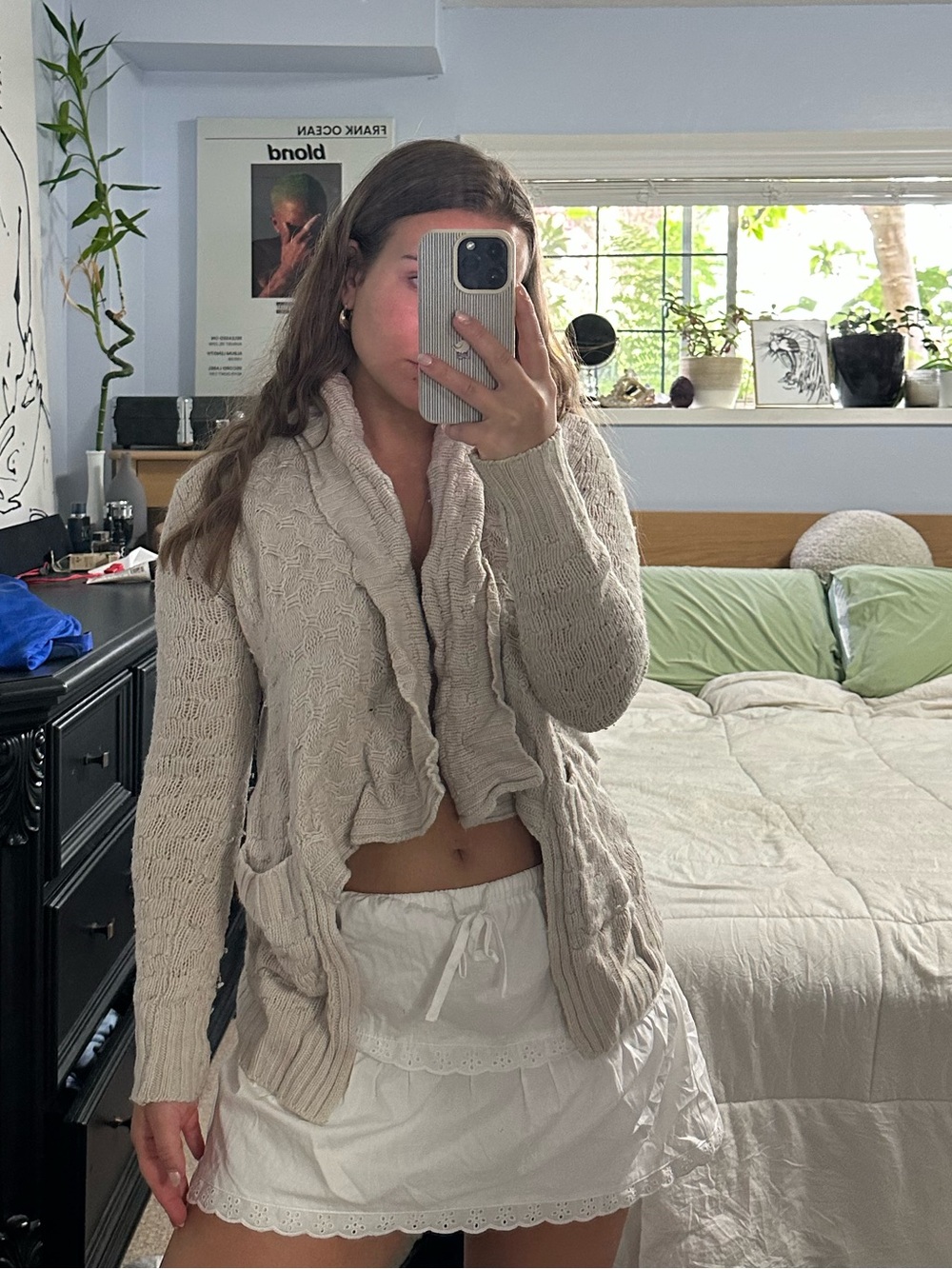 Vintage Talula Cream Cable Knit Shawl Collar Cardigan